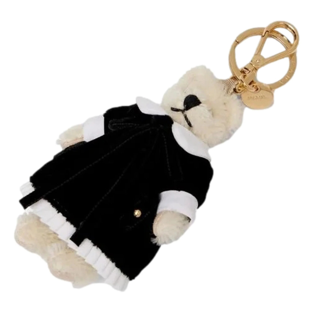 Prada Teddy Bear Cotton Mohair Bag Charm Keychain Black